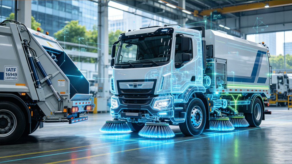 Precision manufactured municipal sanitation vehicles