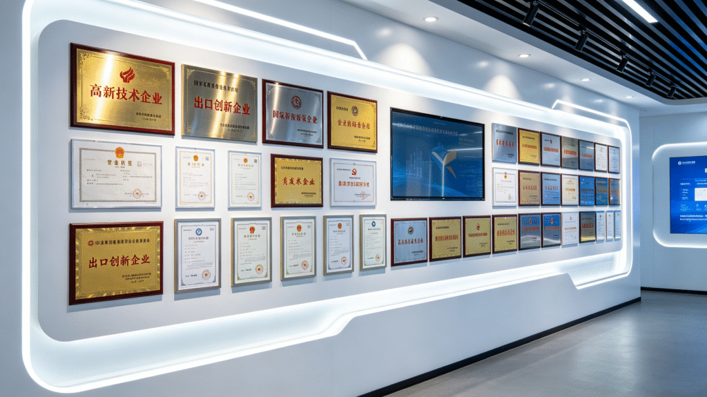 Official manufacturing certificates and corporate honors