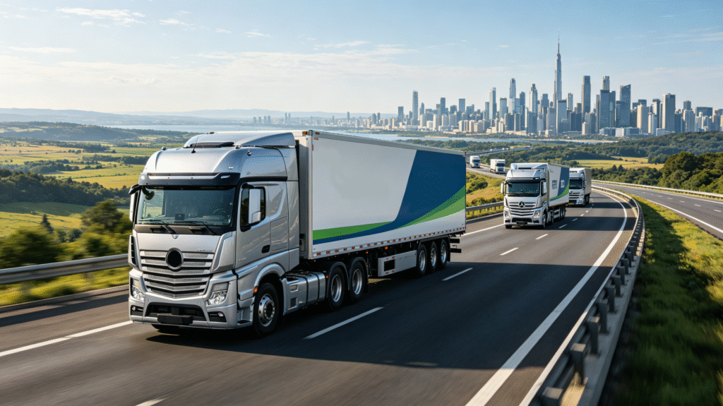 Heavy duty commercial logistics truck fleet