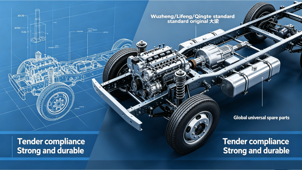 Tender compliant heavy duty truck chassis