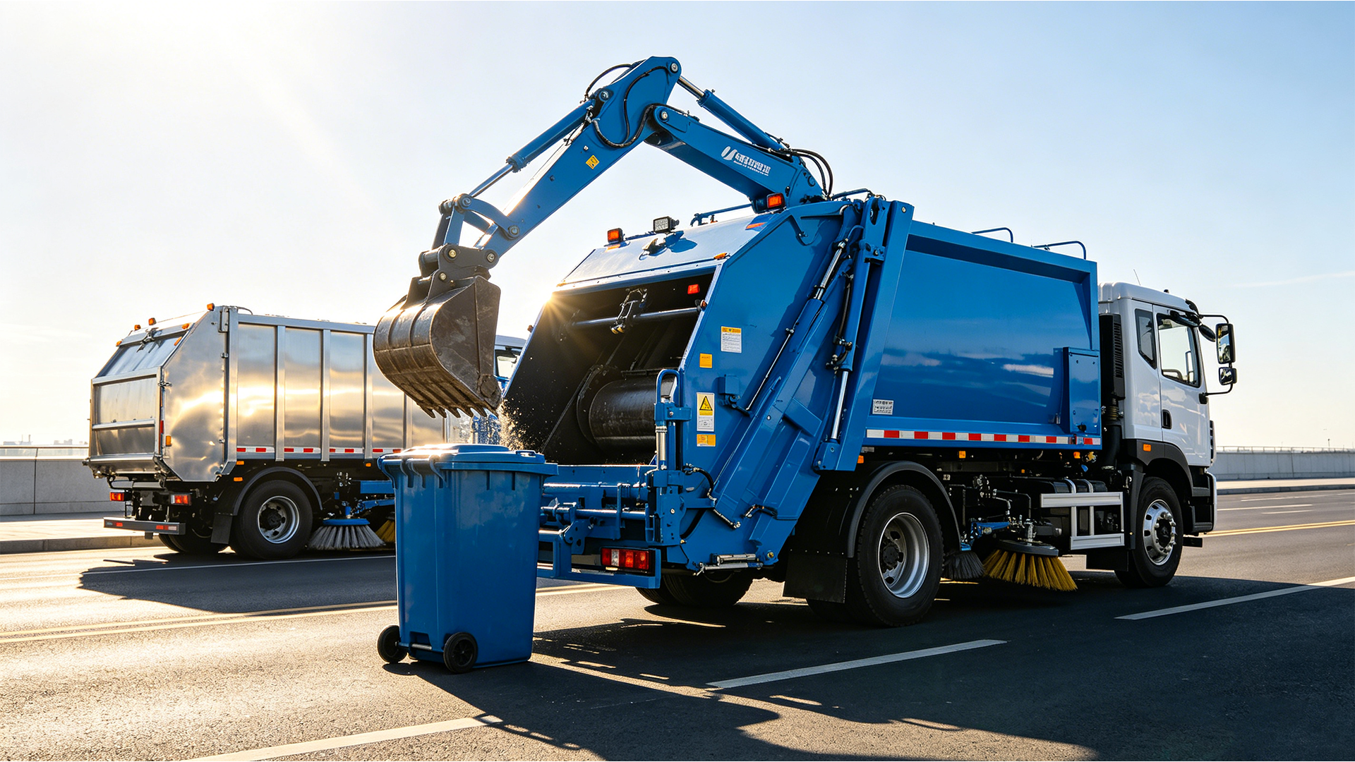 Combined sweeper and garbage collection vehicle