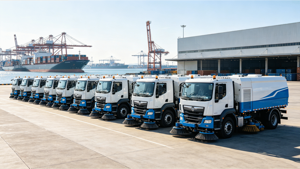 Exporting commercial road sweeper trucks