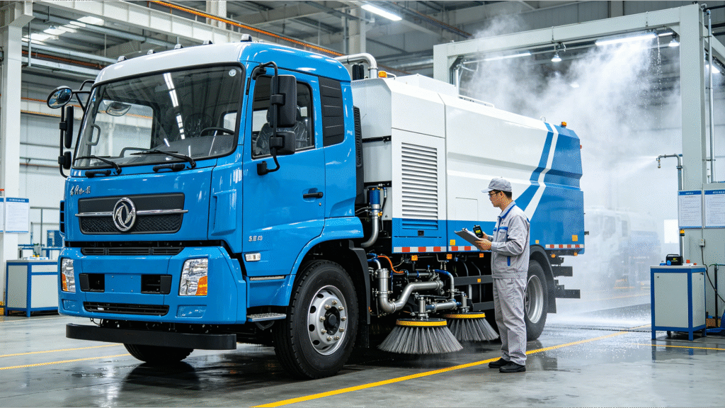 Sweeper truck quality control inspection